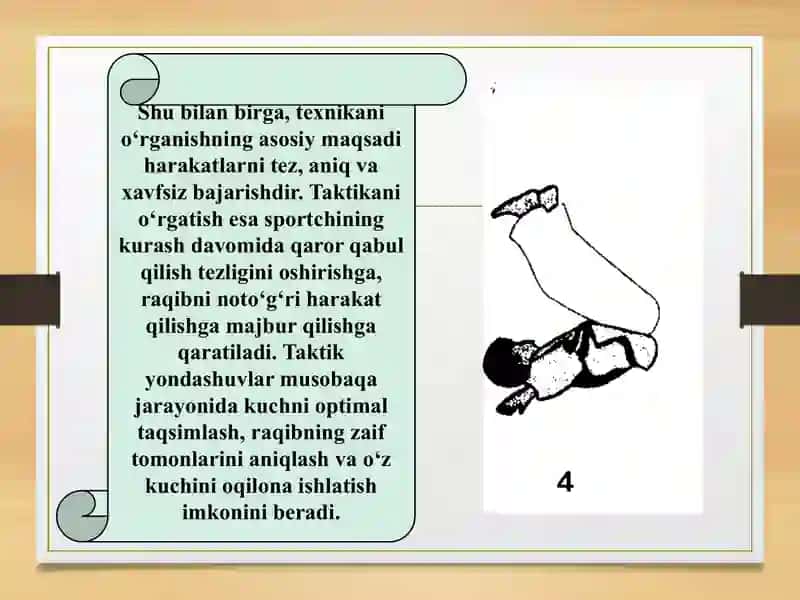 Kurashda amaliy usullarni o‘rgatish texniki va taktikasi 4