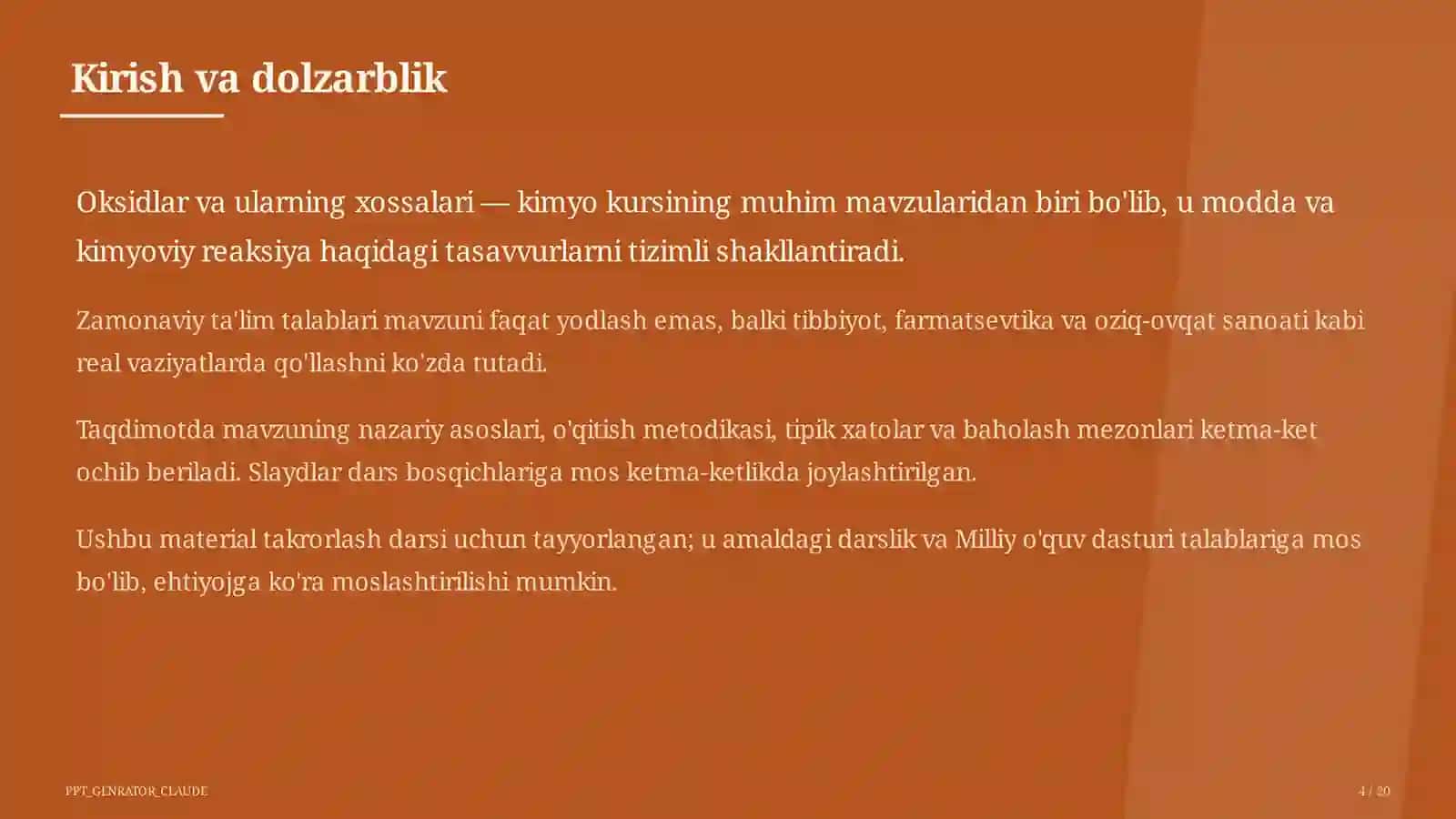 Oksidlar va ularning xossalari (8-sinf) 4