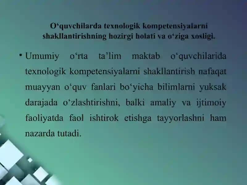 Innovatsion yondashuv asosida o‘quvchilarda texnologik kompetensiyalarni shakllantirishning nazariy asoslari 4