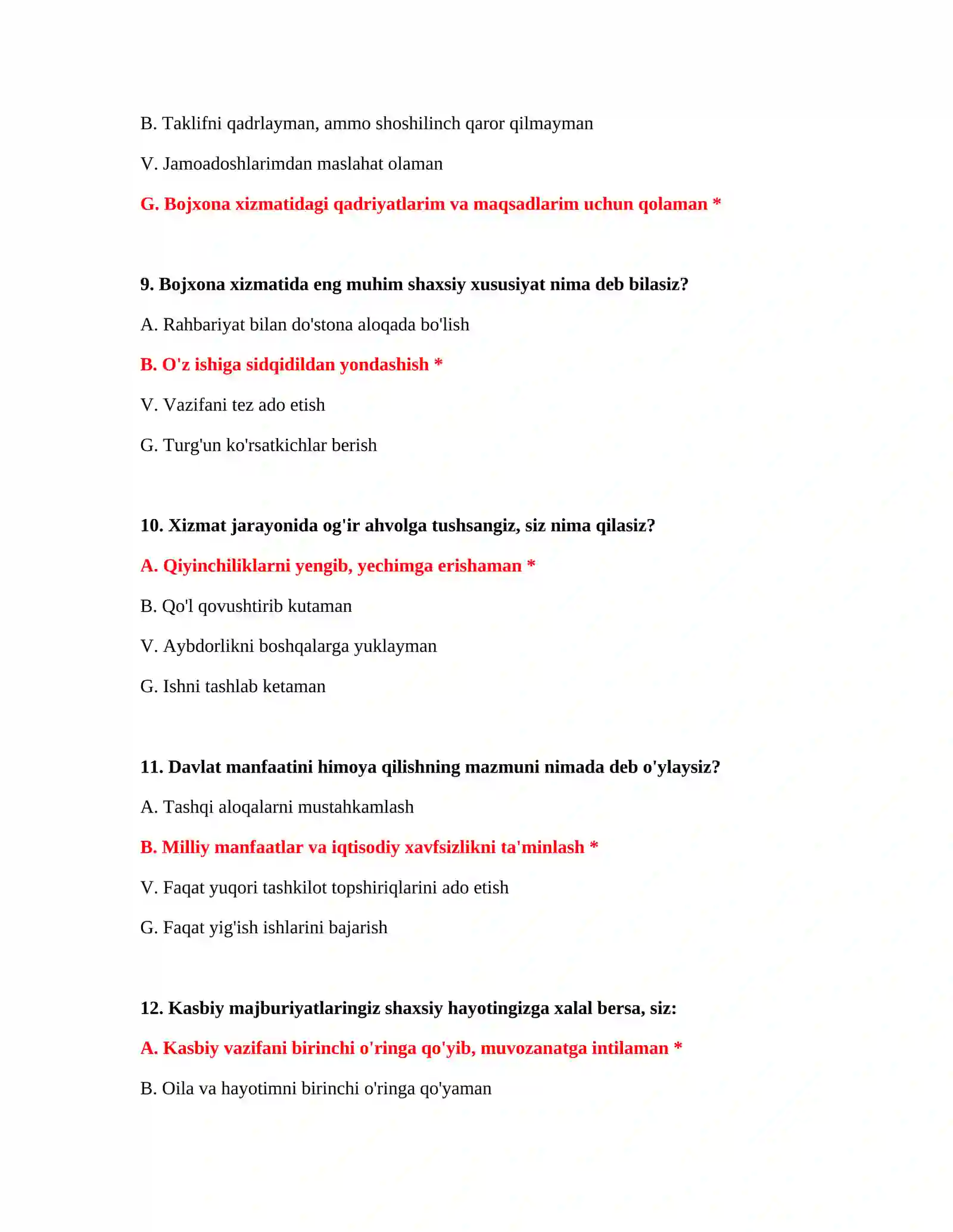 Bojxona huquqi test savollari 4