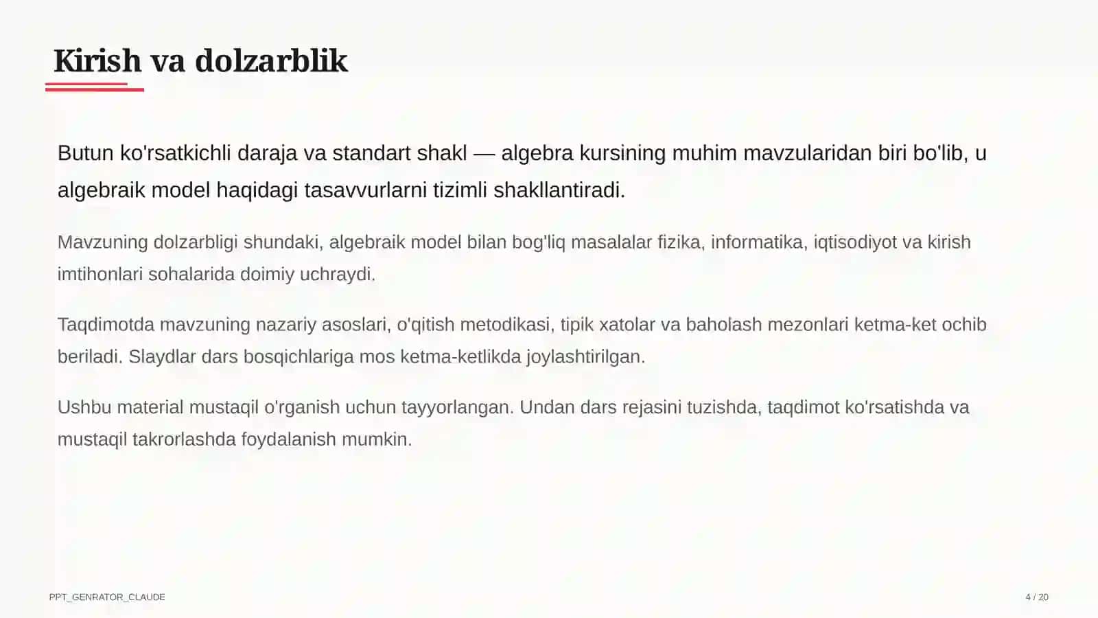 Butun ko'rsatkichli daraja va standart shakl (8-sinf) 4
