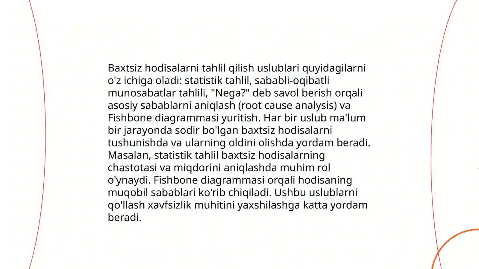 Ishlab chiqarishda baxtsiz xodisalarni tahlil qilish uslublari va jarohatlanish ko‘rsatkichlarini aniqlash 4