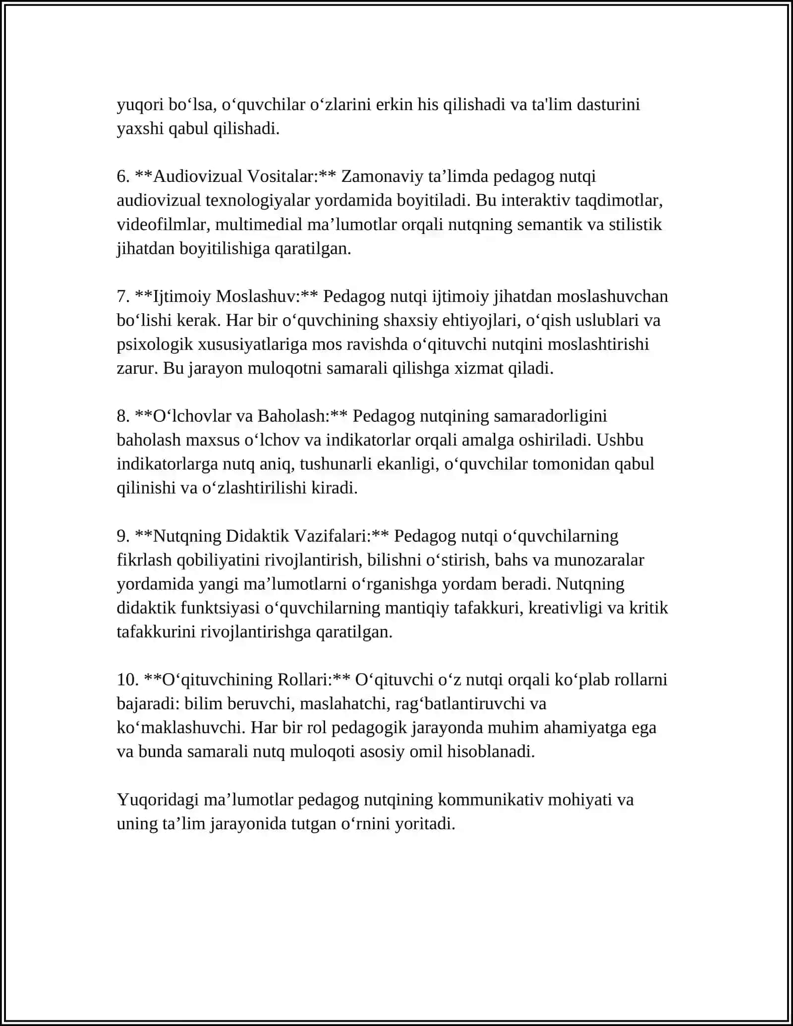 MUSTAQIL ISH Mavzu: PEDAGOG NUTQINING KOMMUNIKATIV SIFATLARI. MAVZU BO’YICHA TAQDIMOT TAYYORLASH 4