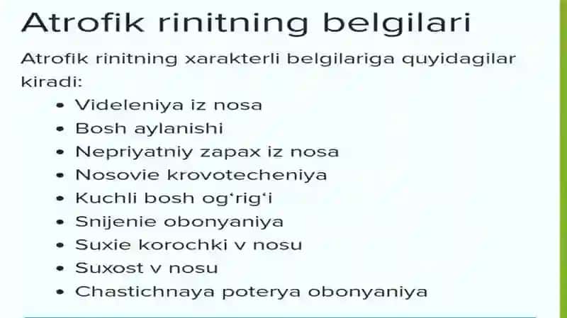 Atrofik rinit, uning klinikasi va tashxislash” 4