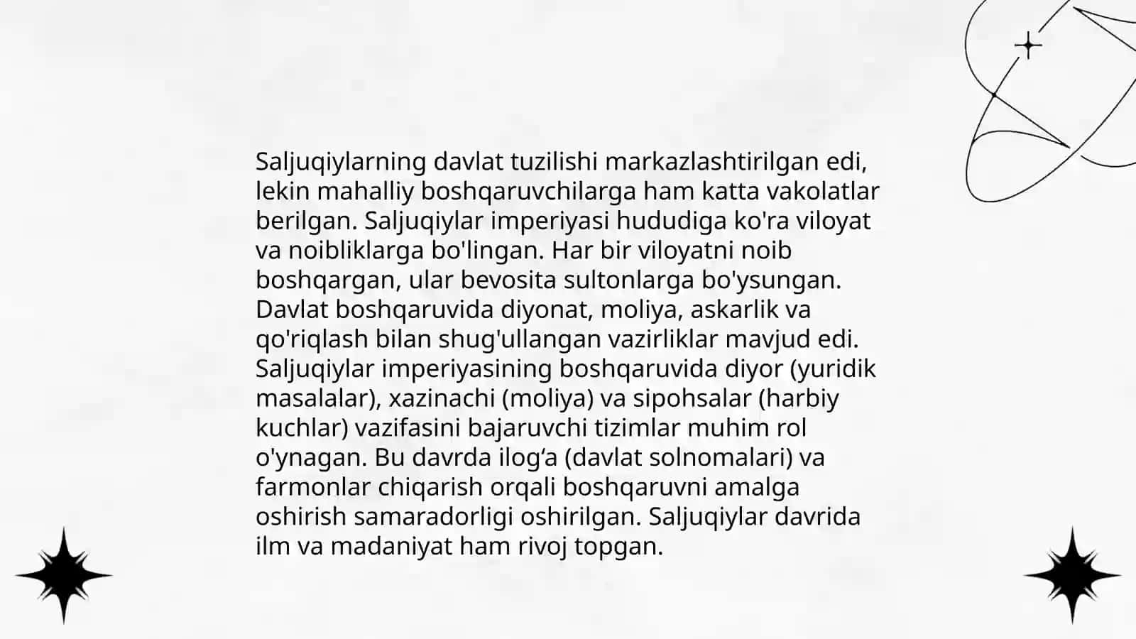 Saljuqiylar davlati 7-"A" sinf o'quvchilari uchun 4