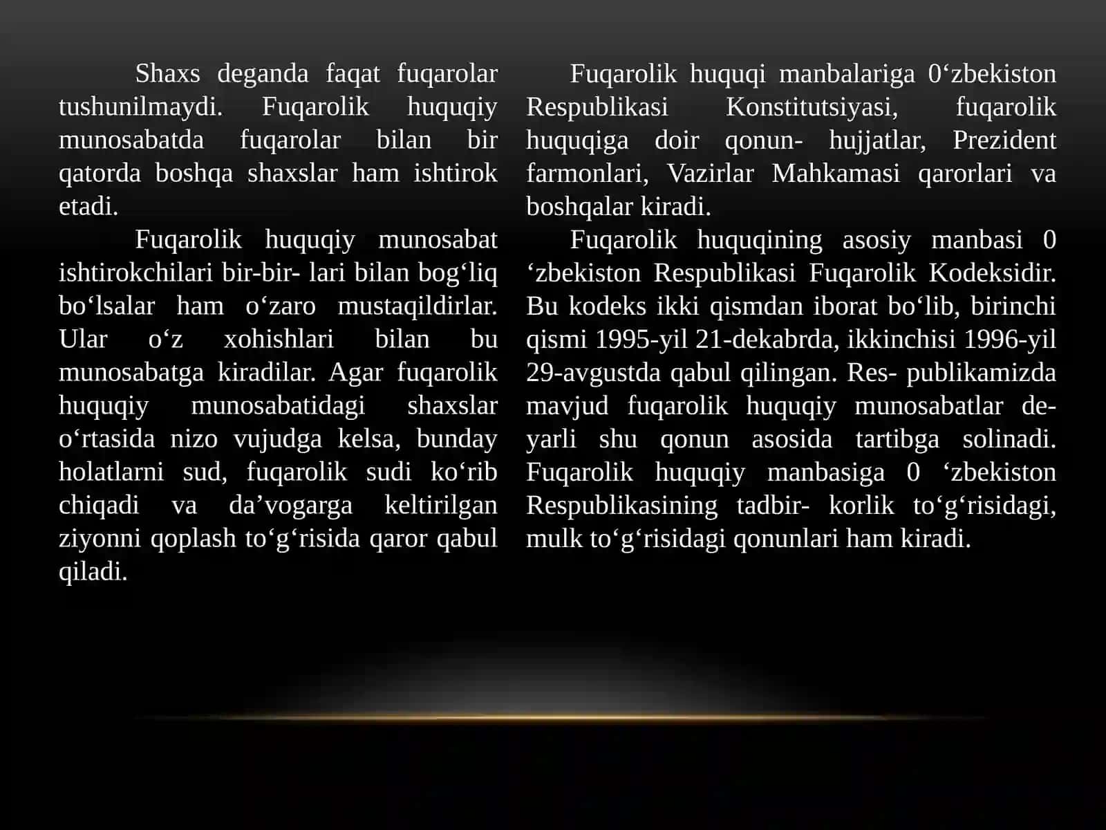 10-sinf Huquq fanidan Fuqarolik huquqi asoslari mavzuda dars taqdimoti 4