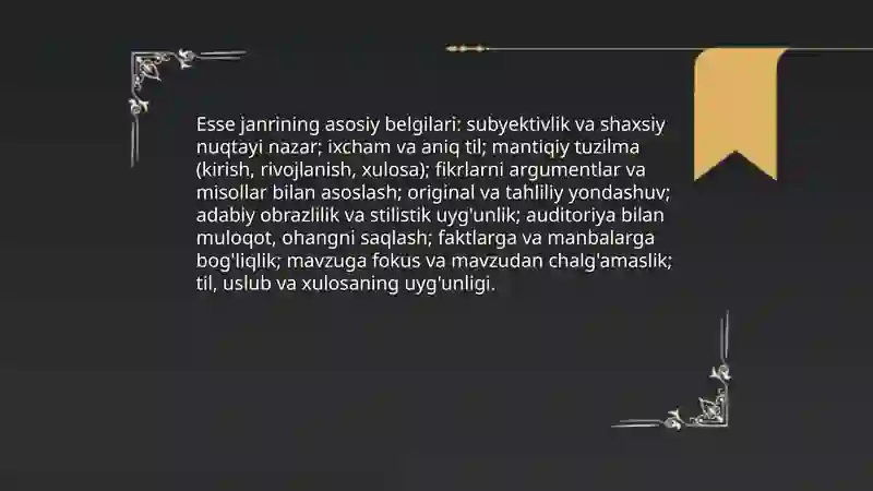 Esse janrining talablari va ta'rifi 4