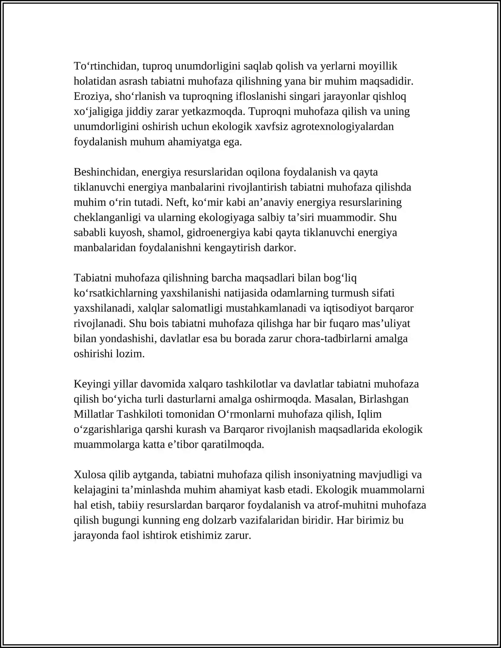 TABIATNI MUHOFAZA QILISH 4