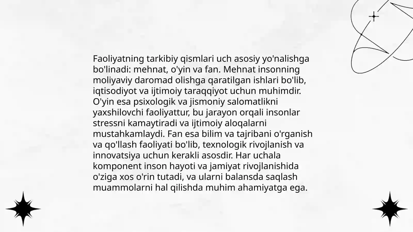 Inson faoliyatining tuzilishi vaqt uning turlari haqida 4