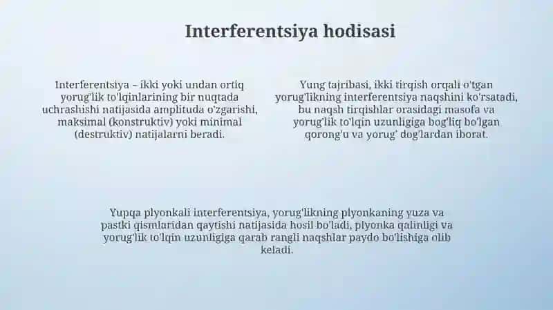 Yorug'likni to'lqin tabiati. Interferensiya. Difraksiya 4