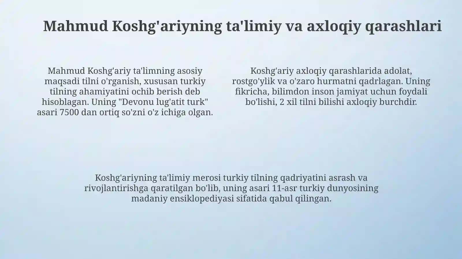 Yusuf xos hojib Mahmud Koshgʻariy va Ahmad Yugnakiyning taʼlimiy axloqiy qarashlari 4