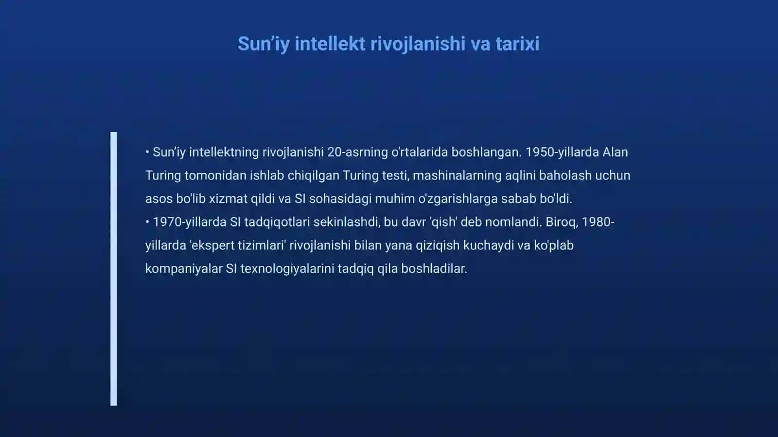 Sunʼiy intellekt: rivojlantirish tarixi va qoʻllanish sohalari 4