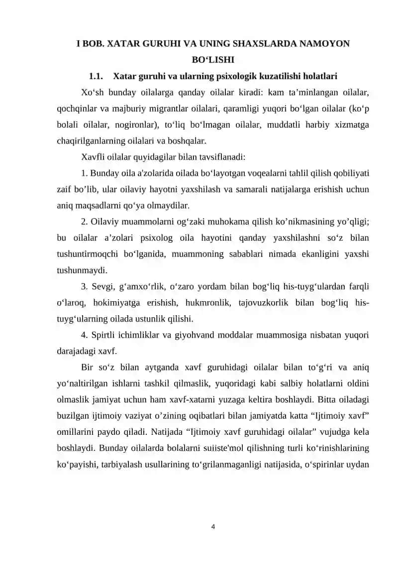 Xatar guruhidagi oilalar va bolalar bilan tibbiy-psixologik ish olib borish 4