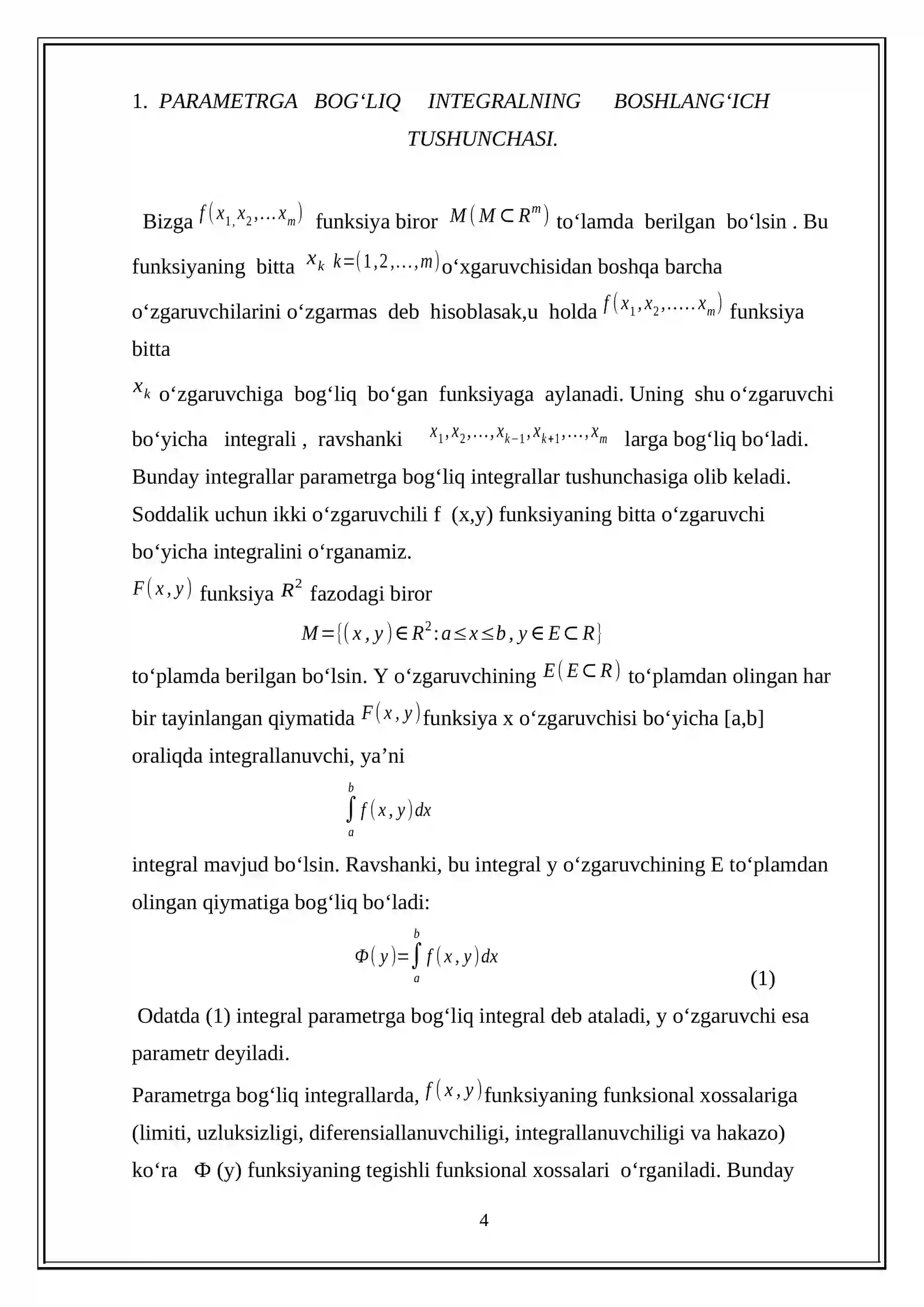 PARAMETRGA BOG‘LIQ INTEGRALLAR 4