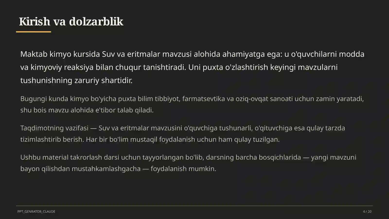 Kimyo (7–11) — takrorlash darsi uchun 4