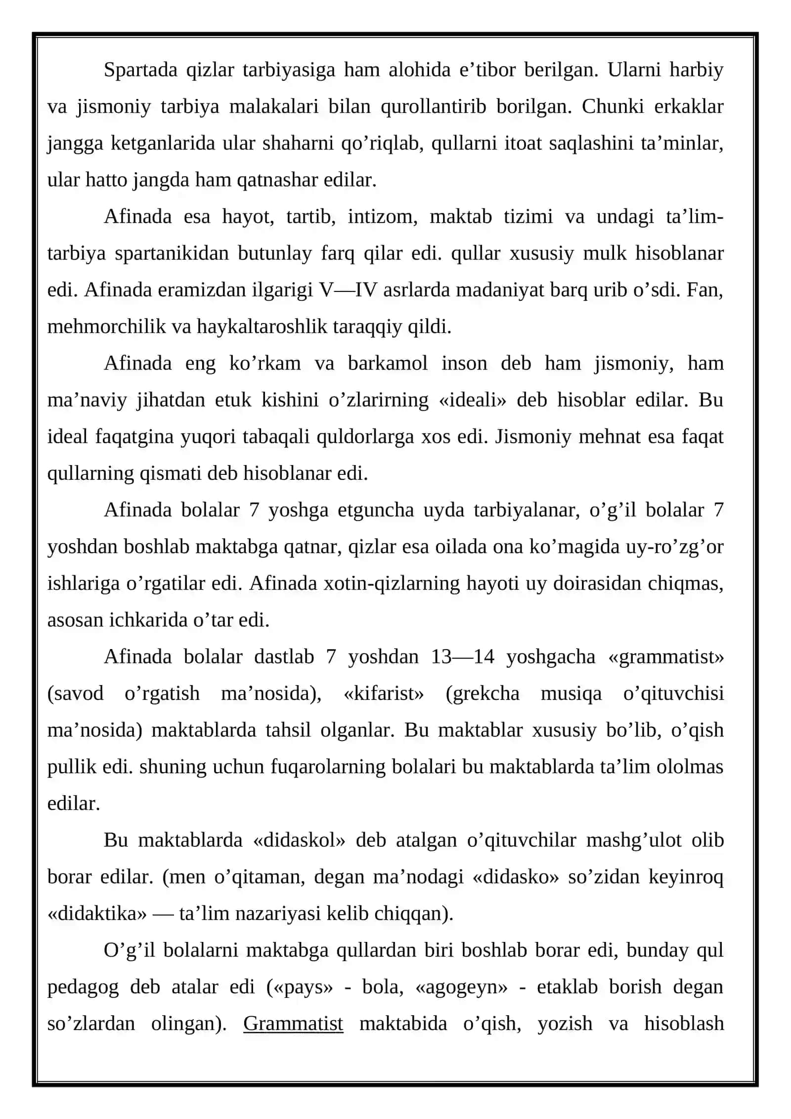 Qadimgi Sparta va Afinada maktablarida ta’lim tarbiya tajribasi 4