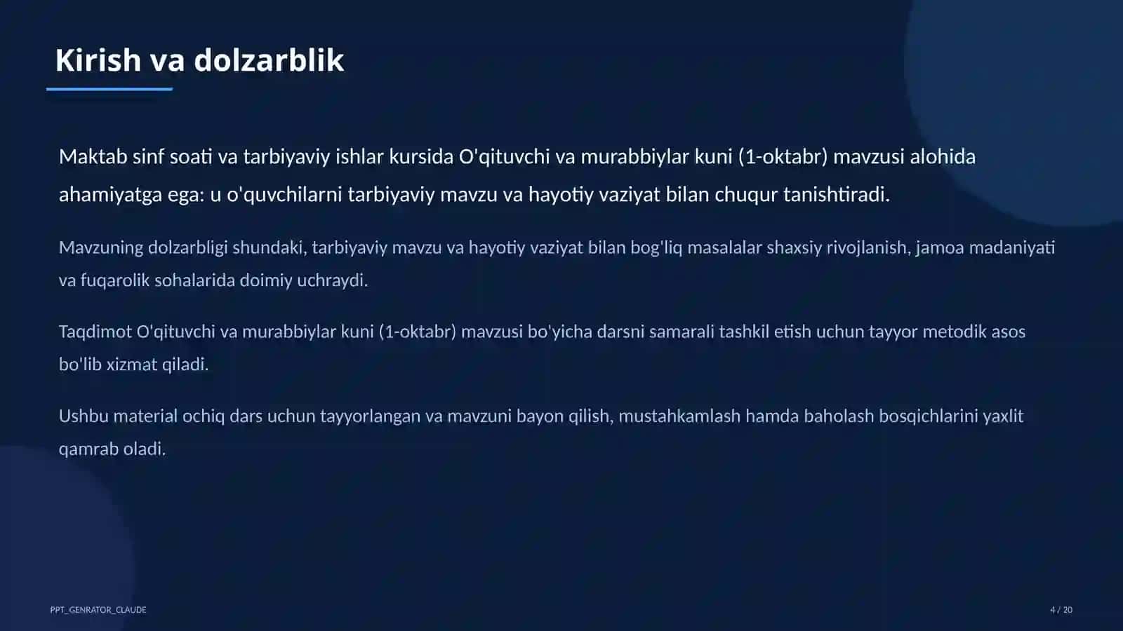 Sinf soati va tarbiyaviy tadbirlar 4