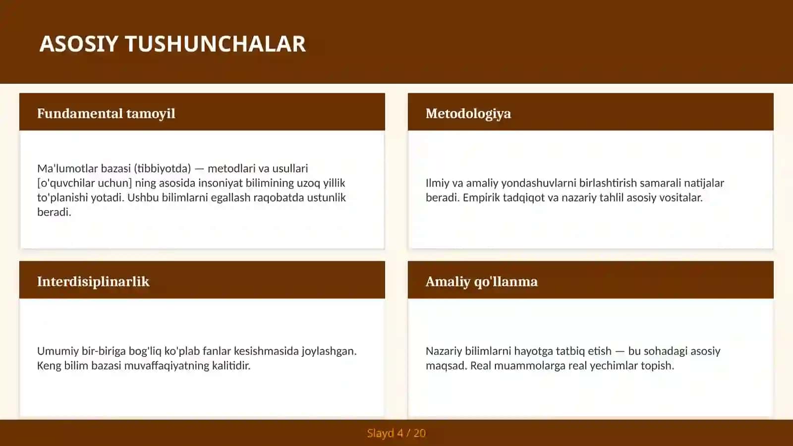 Ma'lumotlar bazasi (Tibbiyotda) - Metodlari va usullari [O'quvchilar uchun] 4