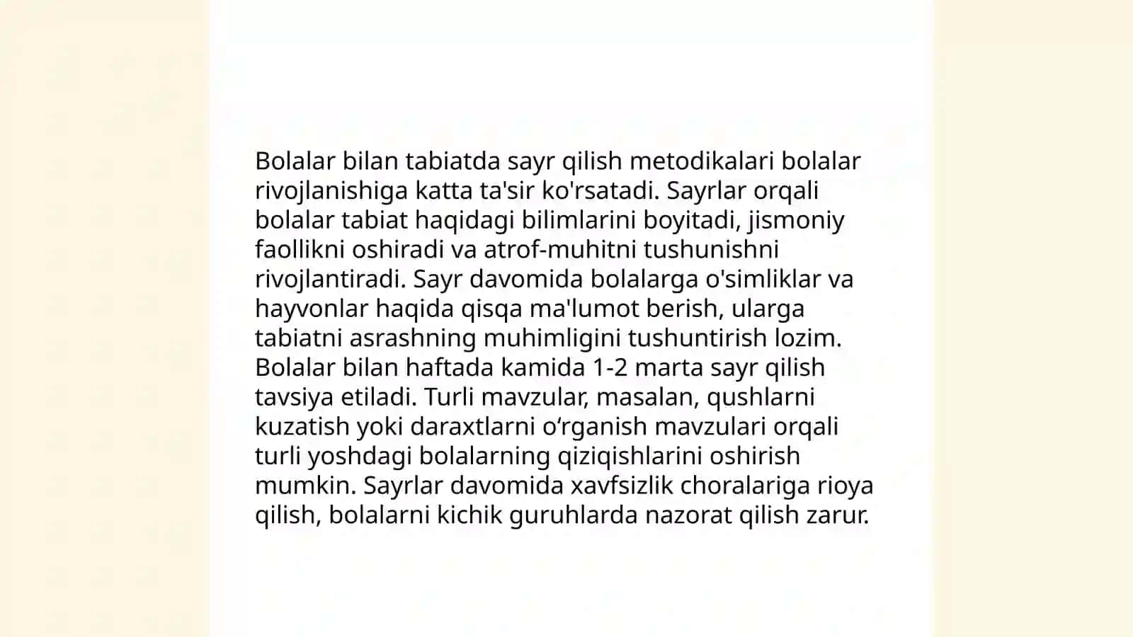 Tabiat bilan tanishtirish ish shakllari.Ekskursiya.Sayr 4
