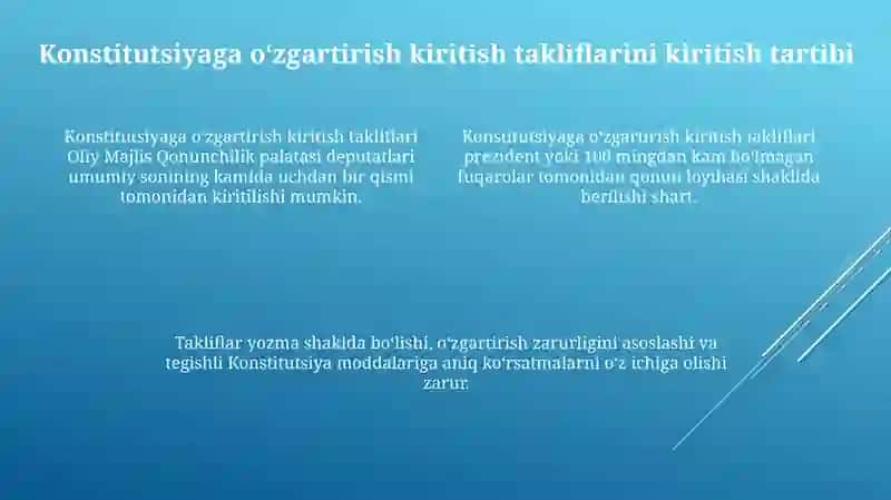 Òzbekiston Respublikasi Konstitutsiyasiga òzgartirish va qòshimchalar kiritish tartibi 4