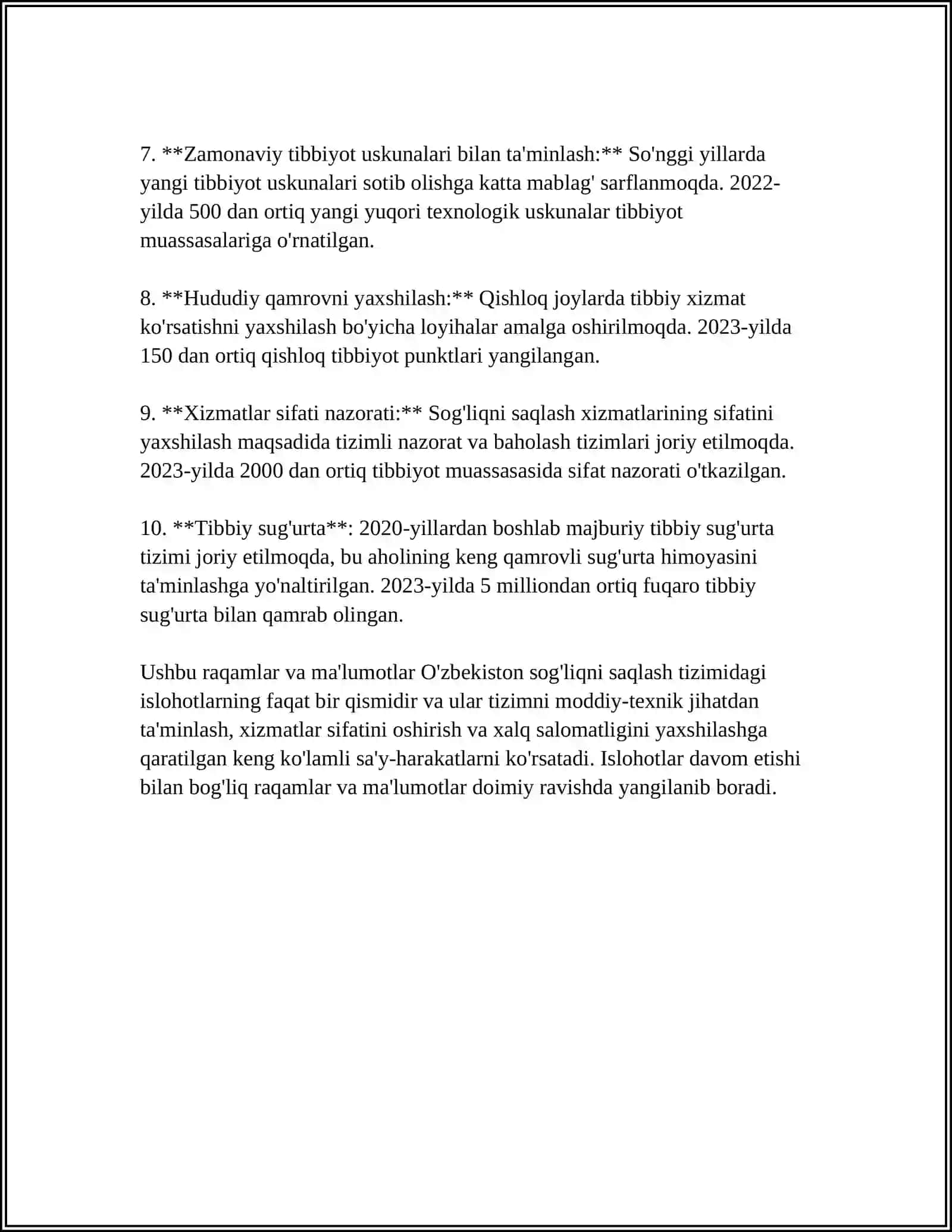 O'ZBEKISTONDA IJTIMOIY SOHADA AMALGA OSHIRILAYOTGAN ISLOHOTLAR 2024-2025-O'QUV YILI 4