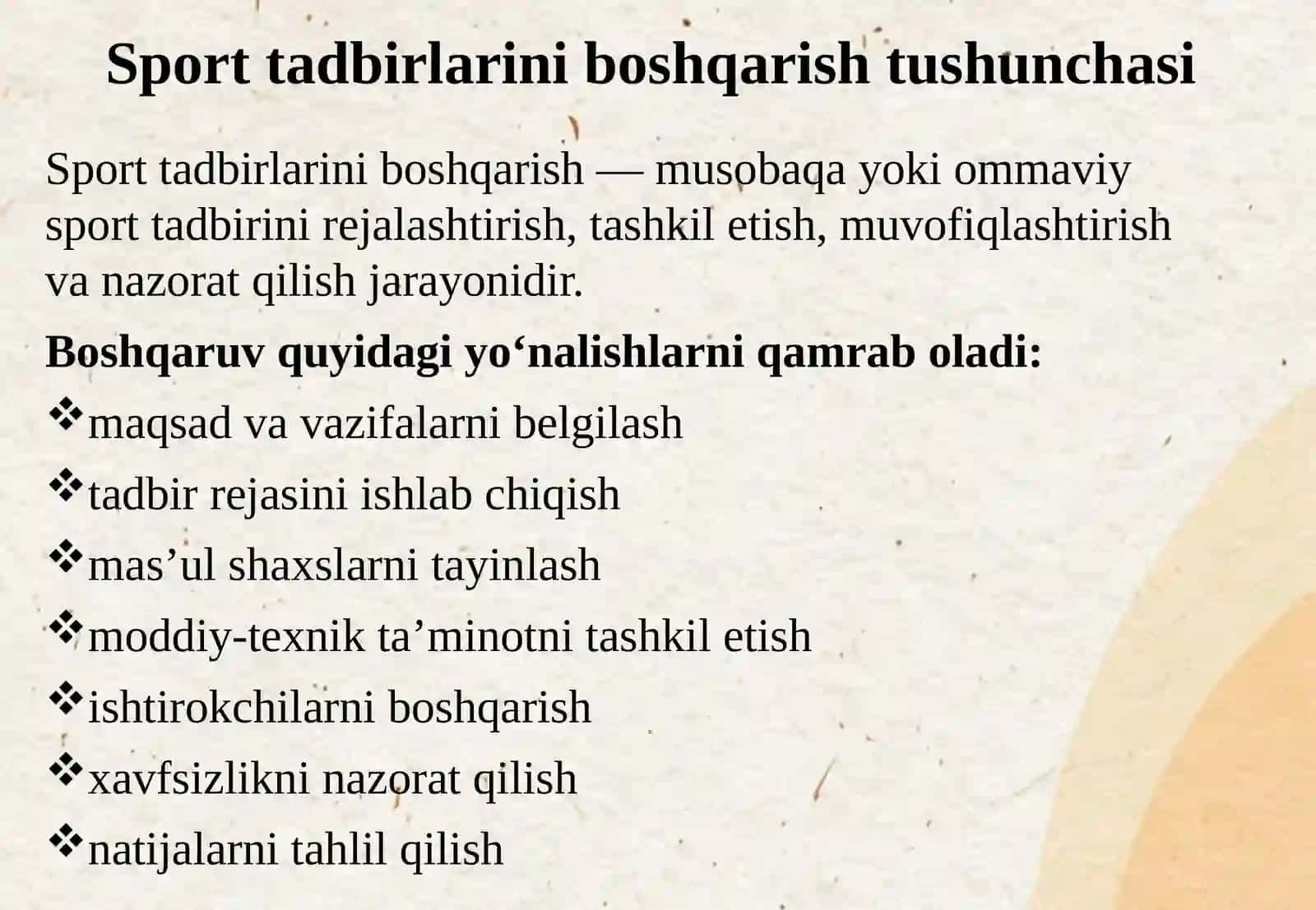 Sport tadbirlarini boshqarish va tashkil etish faoliyati 4