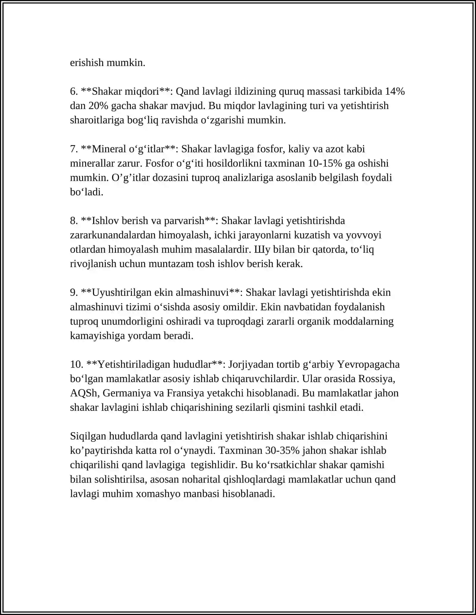 Qand lavlagini saqlash va qayta ishlash 4