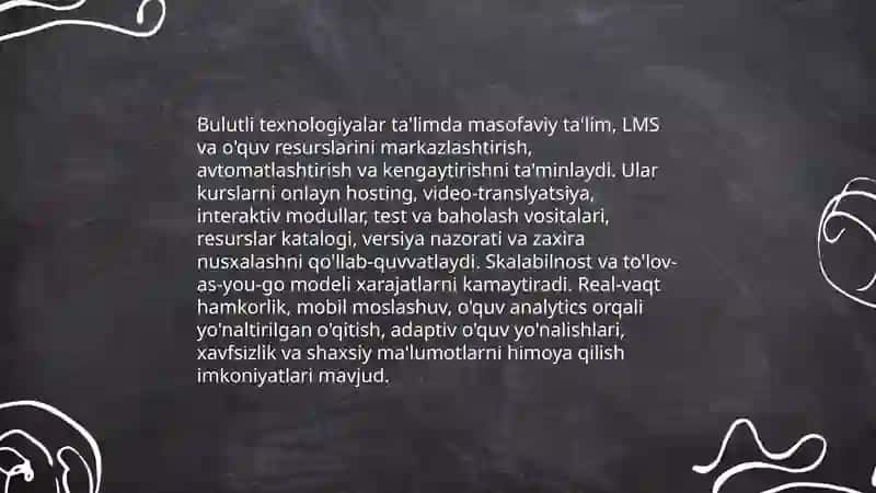 Har xil faoliyat sohalarida bulutli texnologiyalardan foydalanish imkoniyatlari 4