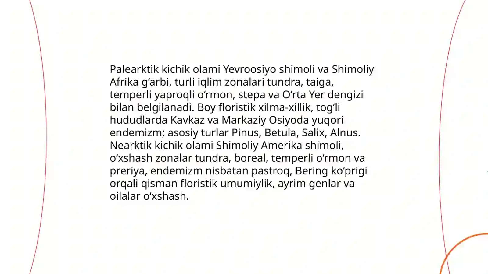 Golarktik floristik olami va uning kichik olamlarini kontur xaritaga tushuntirish 4