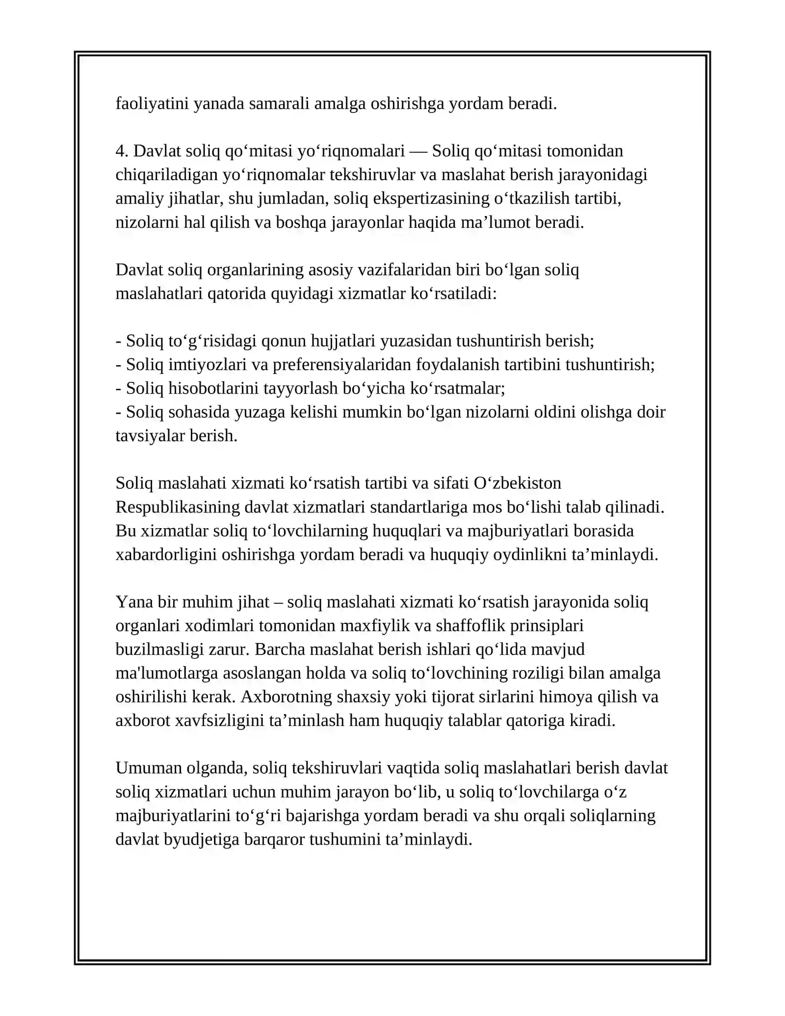 DAVLAT SOLIQ XIZMATI ORGANLARI TOMONIDAN 4