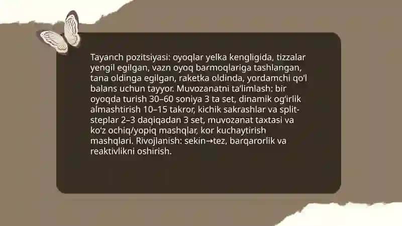 Stol tennisi oʻyinida uchraydigan holat va harakatlarga oʻrgatish 4