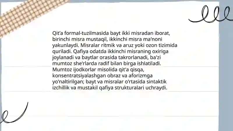 Qit’a janri tahlili (Mumtoz ijodkorlar she’rlari asosida) 4