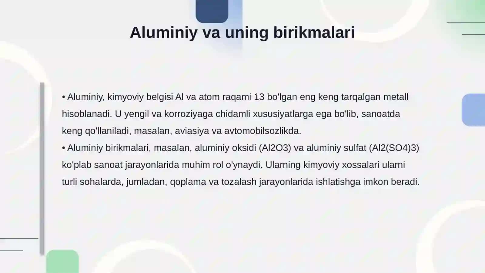 Bor va aluminiy birikmalari va xossalari 4