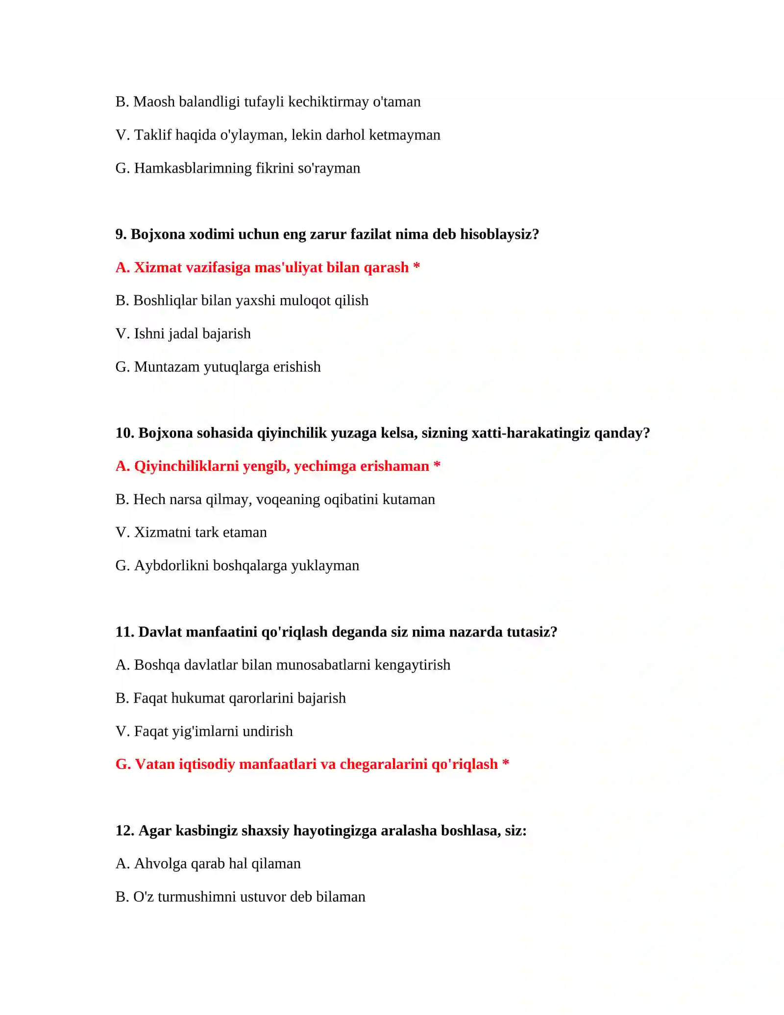 Konstitutsiya testlari bojxona 4