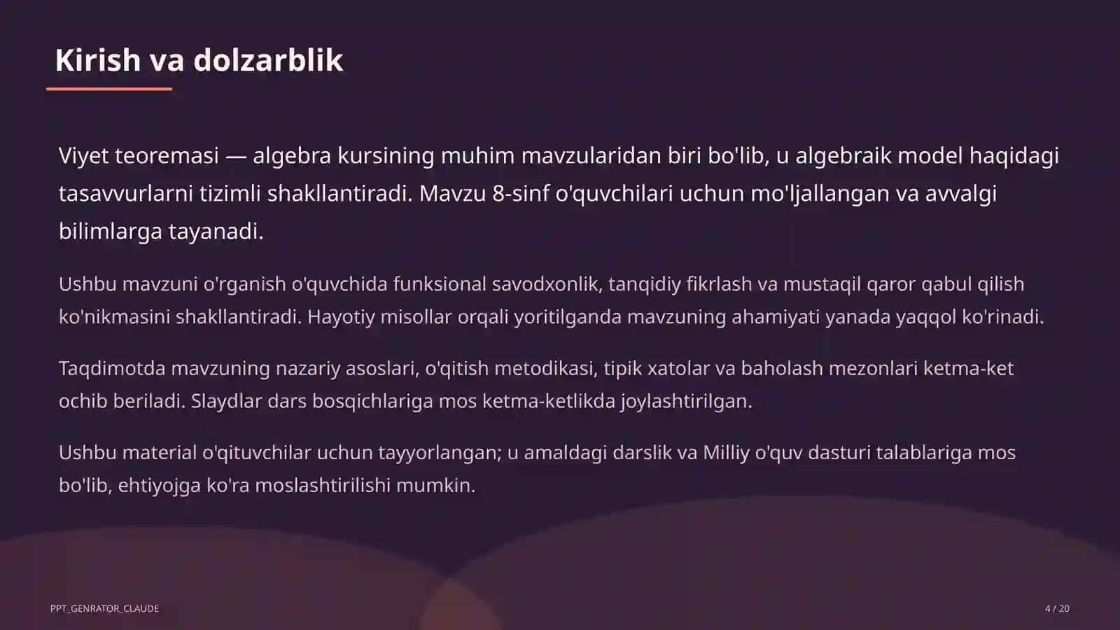 Viyet teoremasi (8-sinf) 4