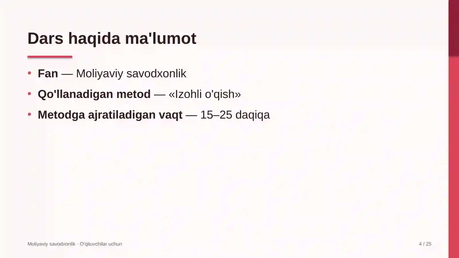 moliyaviy savodxonlik darslarida izohli o'qish metodidan foydalanish 8859 4
