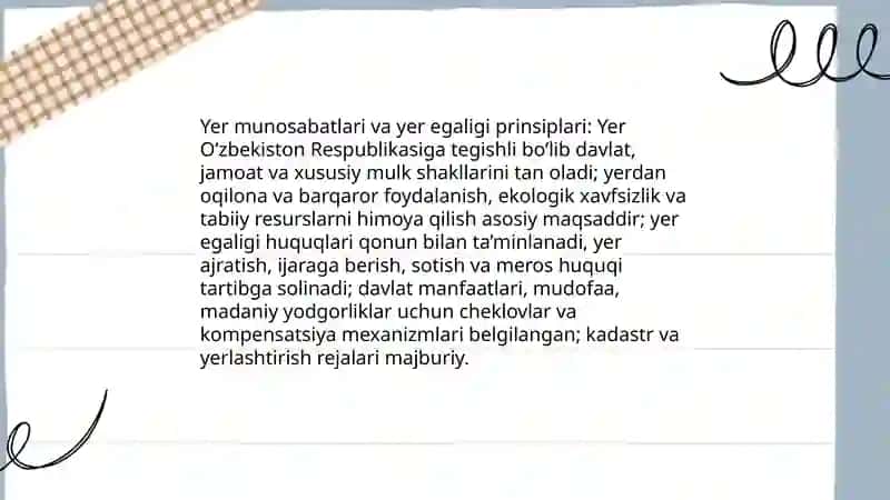 Ózbekiston Respublikasi "yer va yer osti boyliklaridan oqilona foydalanish toĝrisida "gi qonun 4