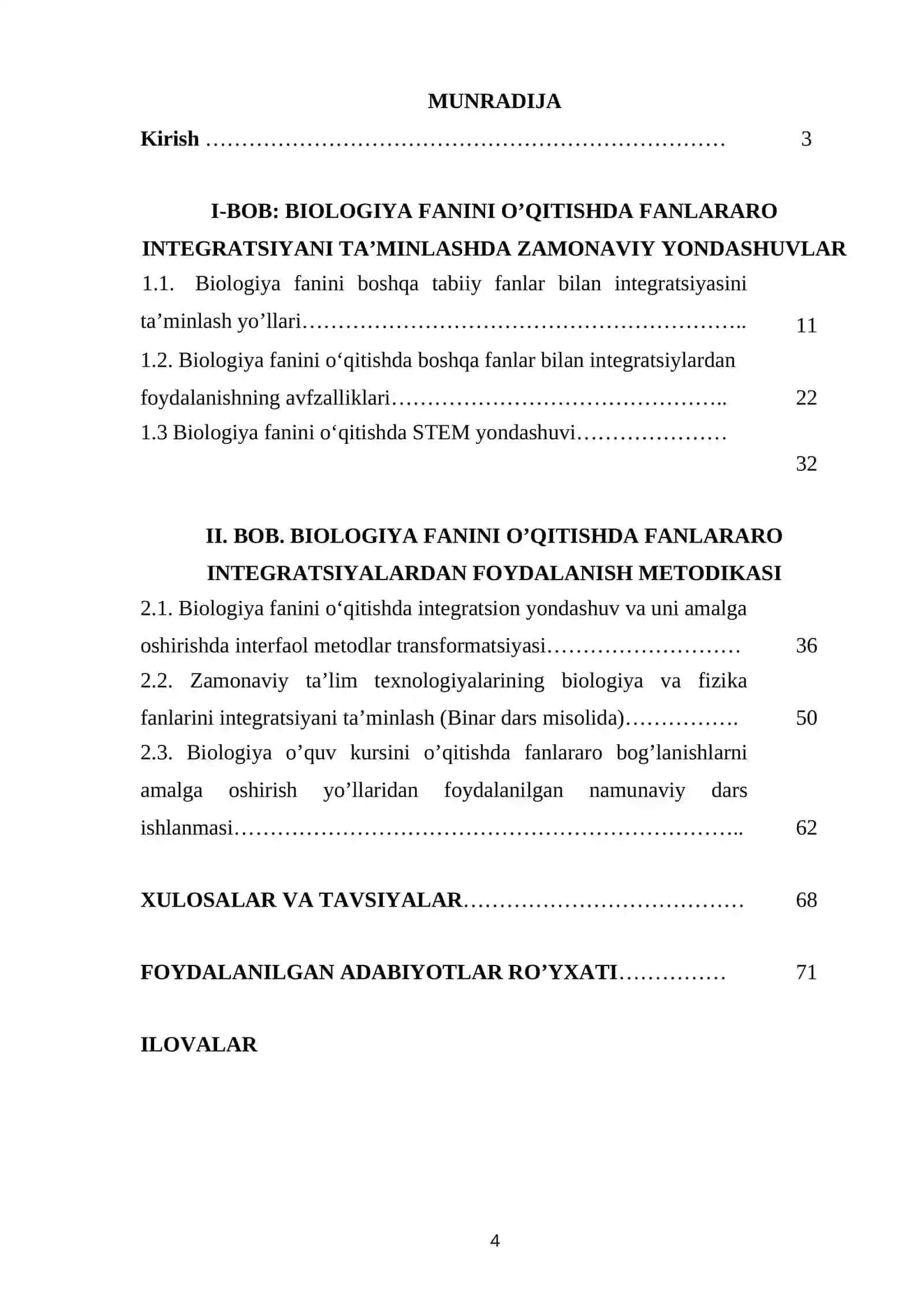 “BIOLOGIYA FANINI O’QITISHDA FANLARARO INTEGRATSIYANI TA’MINLASHDA ZAMONAVIY YONDASHUVLAR”  MAVZUSIDA BITIRUV ISHI 4