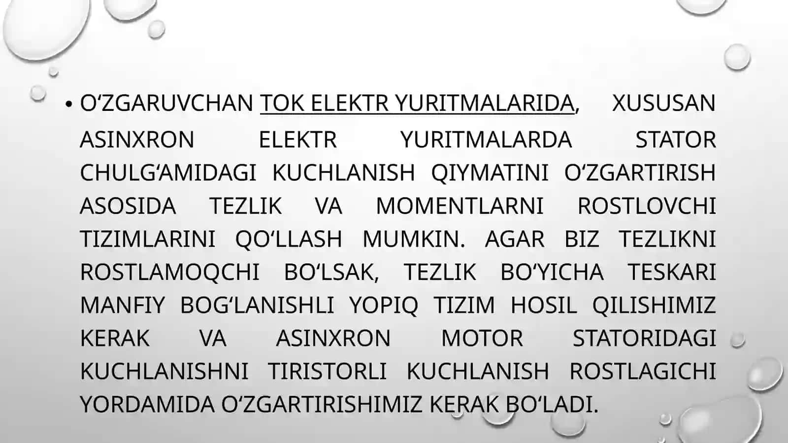 BOSHQARILADIGAN TIRISTORLI KUCHLANISH ROSTLAGICHI O’ZGARMAS TOK MOTORI TIZIMINI TAXLILI 4