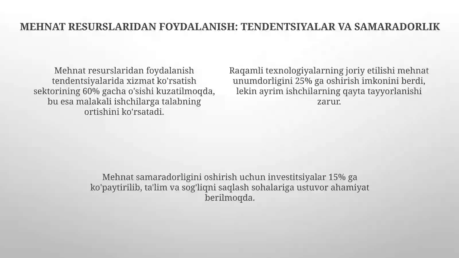 Mehnat va tabiiy resurslarning shakllanishi va ulardan foydalanishning asosiy jihatlari 4