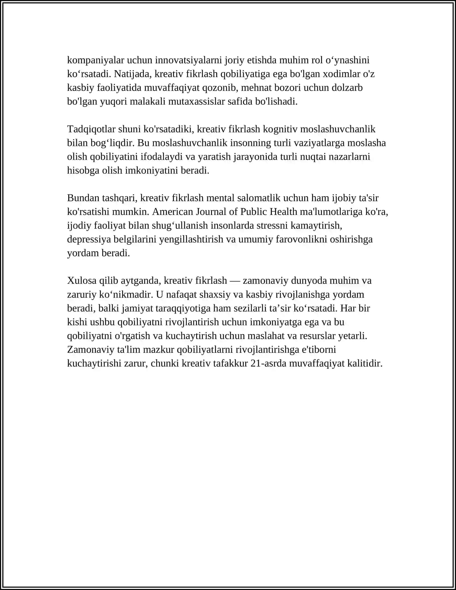KREATIV FIKRLASH VA UNI RIVOJLANTIRISH YO‘LLARI 4