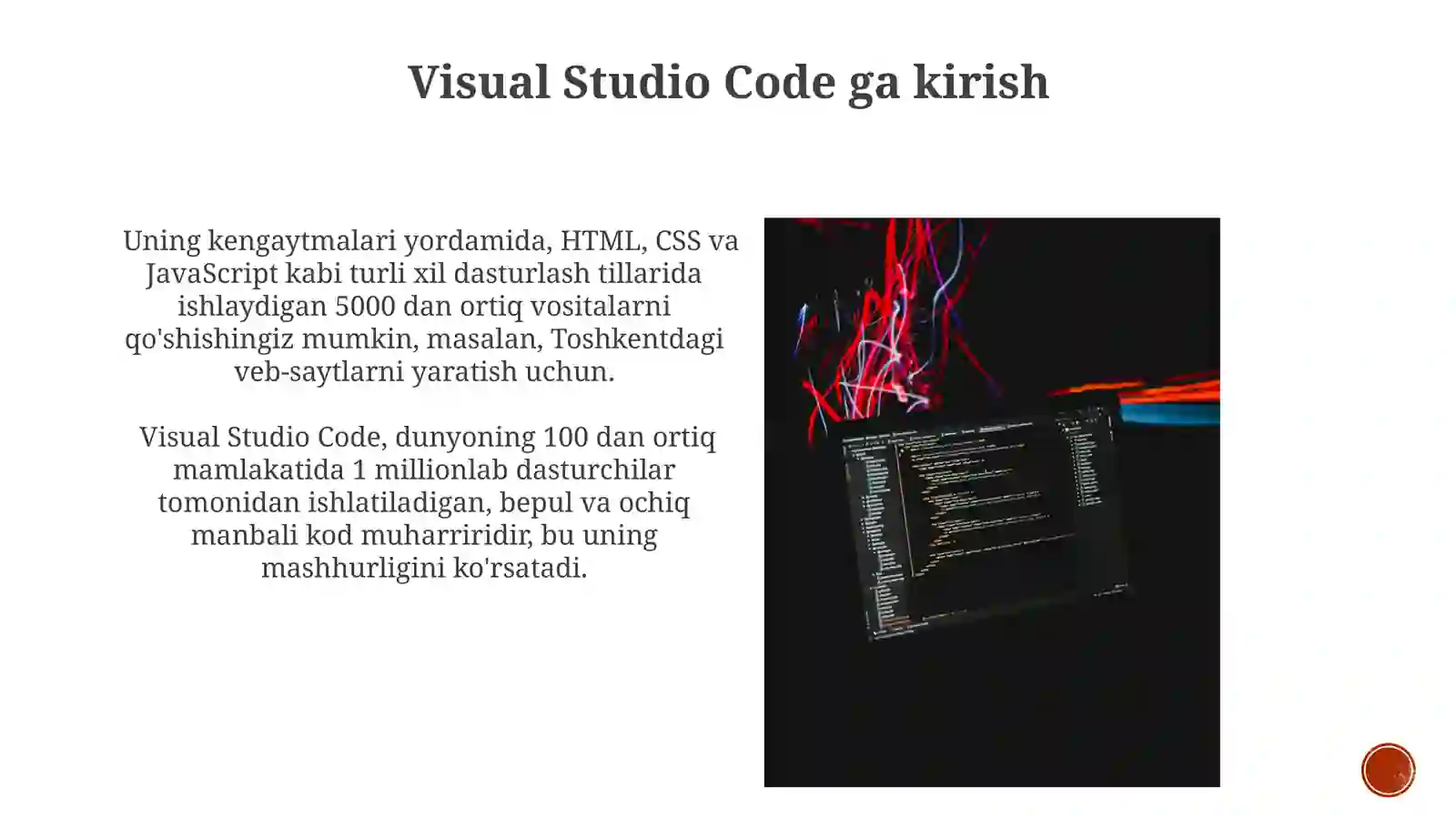 Dasturlash asoslari: Visual Studio Koddagi HTML 4