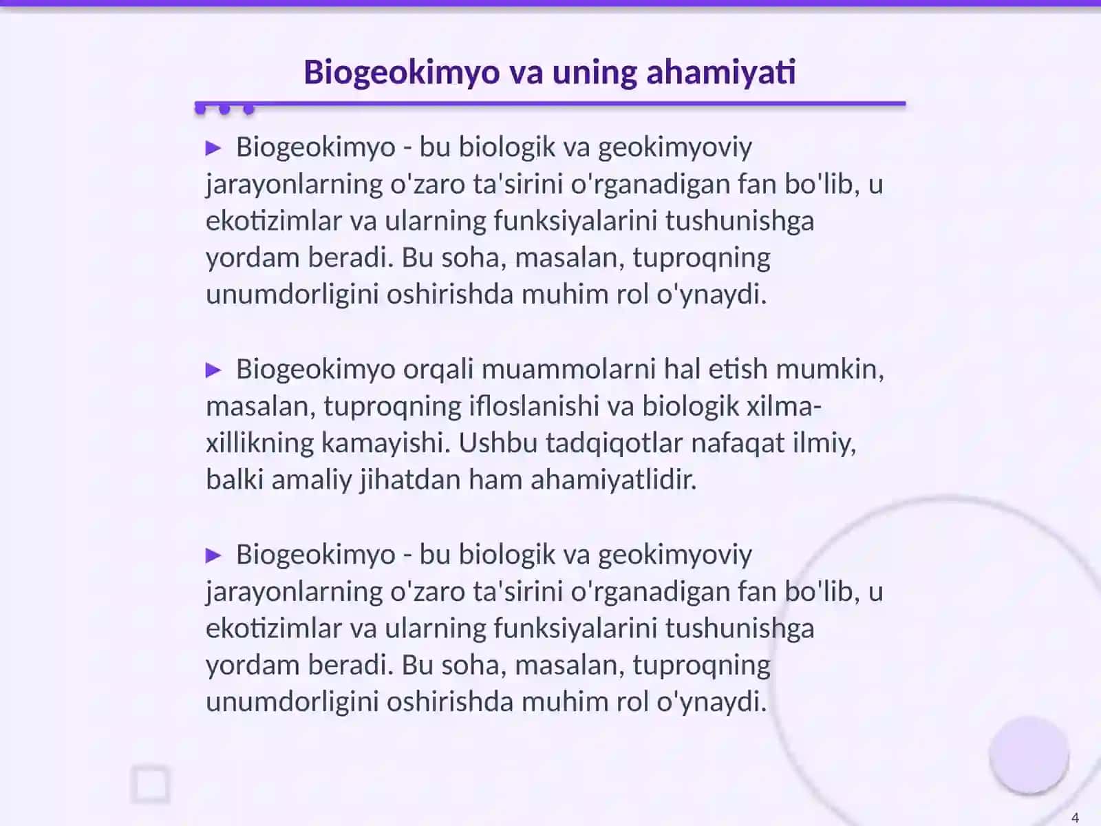 Geokimyoviy tadqiqot usullari biogeokimyo bilan tanishtirish 4