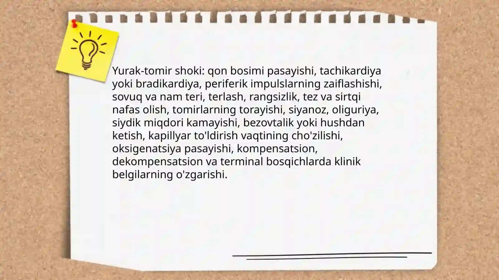 Yo'qotish, bemor xolatini o'ziga xosligi 4