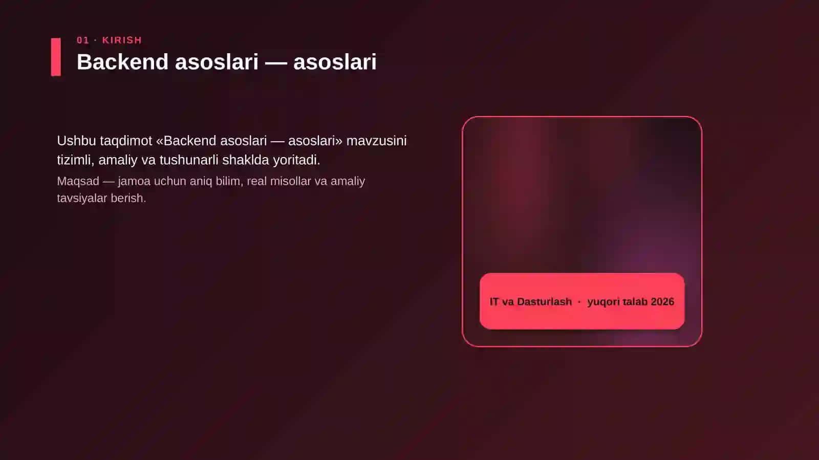 Backend asoslari — asoslari 4
