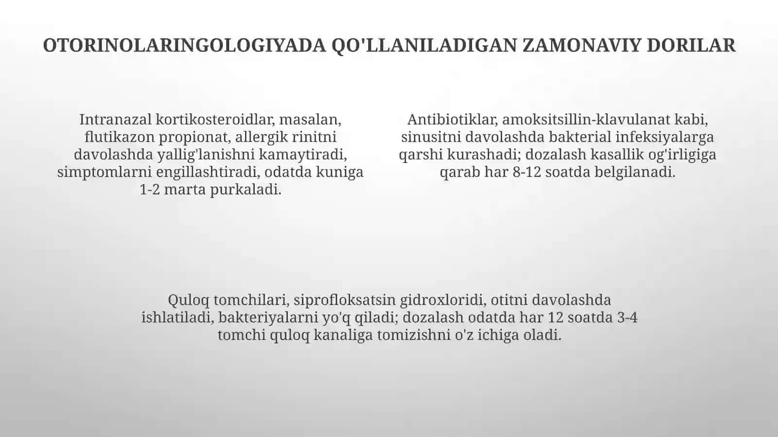 Oftalmologiya va otorinolaringologiyada qo'llaniladigan zamonaviy preparatlar 4