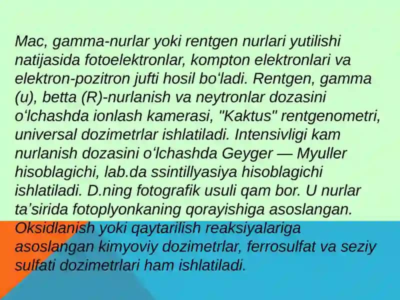 Dozimetriya metodlari, dozimetrik asboblar tasnifi 4