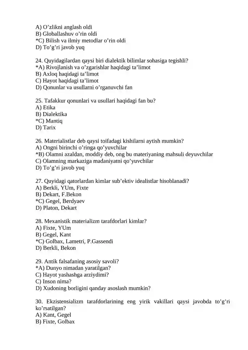 FALSAFADAN TЕSTLAR 4