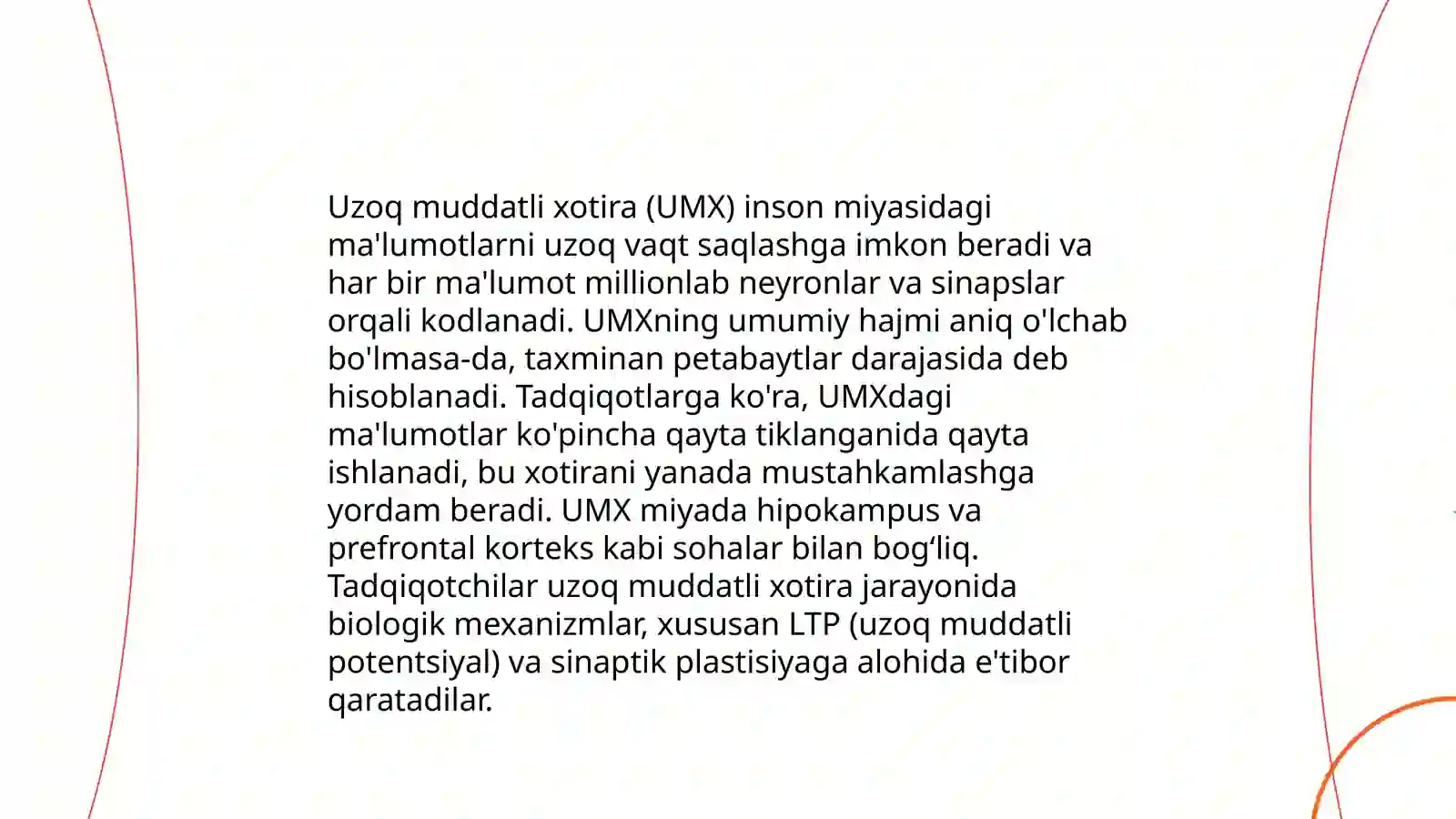 Qisqa va uzoq muddatli xotiraning fiziologik asoslari 4