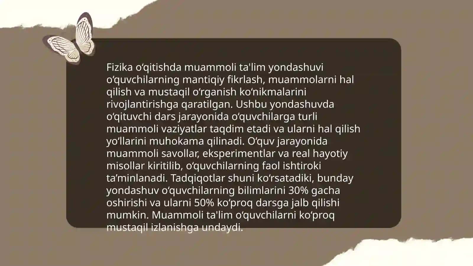 Muammoli ta'lim texnologiyalarining mazmuni ulardan fizika va astronomiya oʼqitish jarayonida foydalanish metodikasi 4